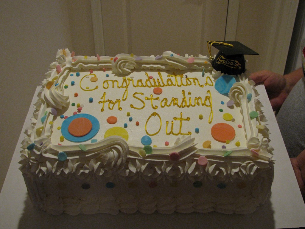 Graduation Cake with Fondant Circles